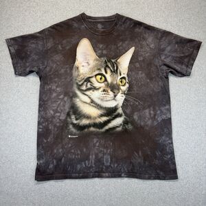The Mountain Tie Dye Cat Head Graphic T-Shirt Men’s XL Gray Brown USA